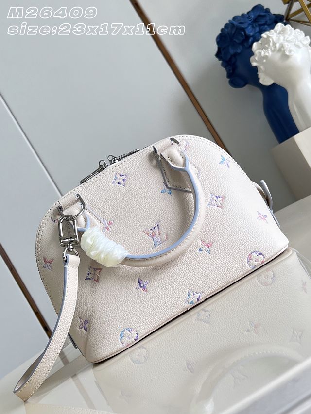 Louis vuitton original calfskin alma BB handbag M2A086 white&purple