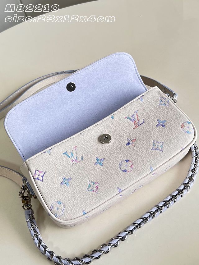 Louis vuitton original calfskin wallet on chain Ivy M29770 white&purple