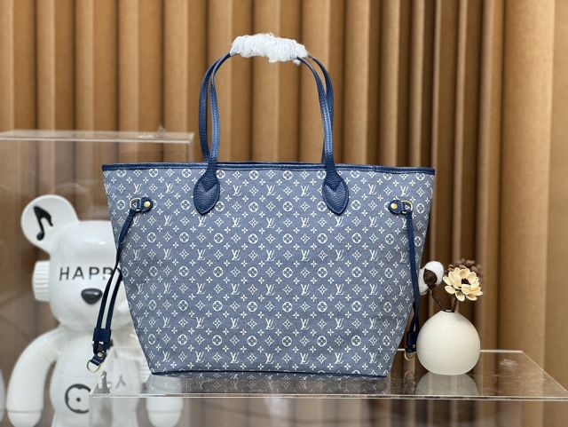 Louis vuitton original monogram denim neverfull mm M40995 blue