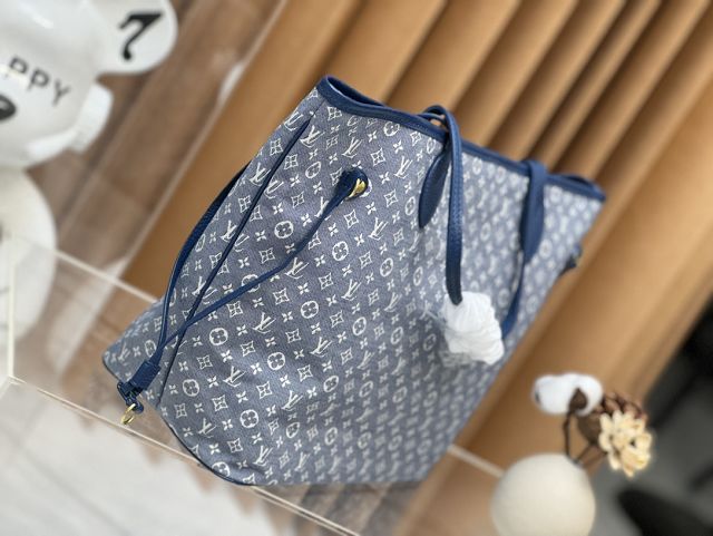 Louis vuitton original monogram denim neverfull mm M40995 blue