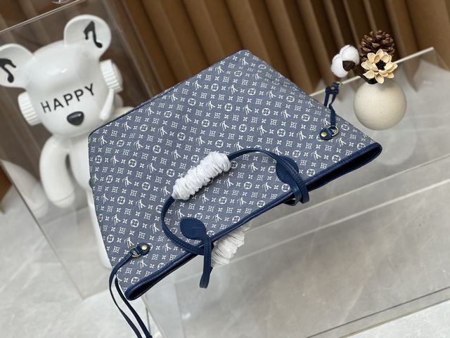 Louis vuitton original monogram denim neverfull mm M40995 blue