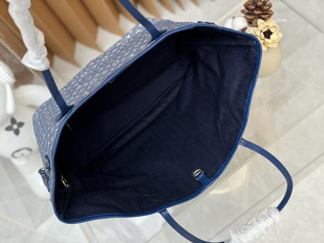 Louis vuitton original monogram denim neverfull mm M40995 blue