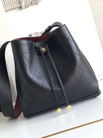 CC calfskin small bucket bag AS6584 black