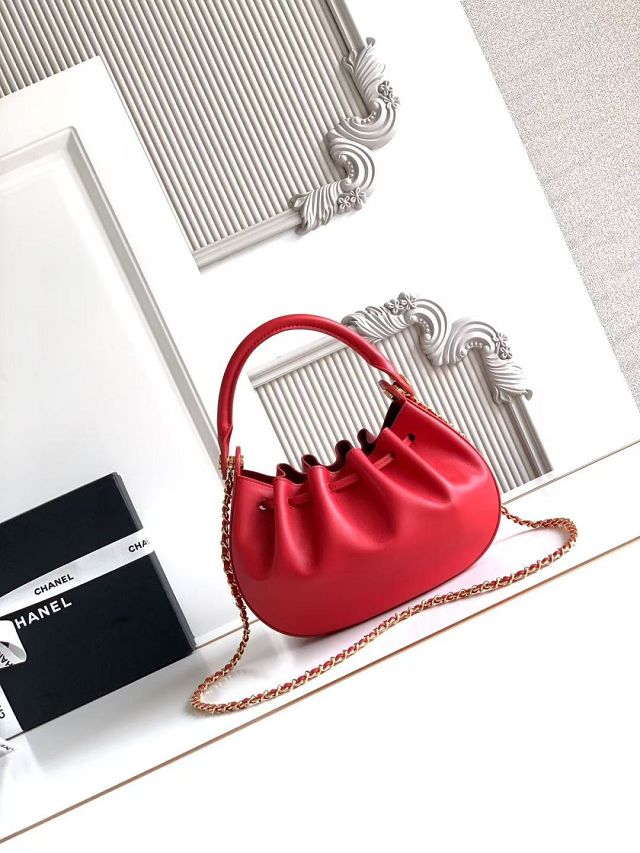 CC calfskin small hobo bag AS6617 red