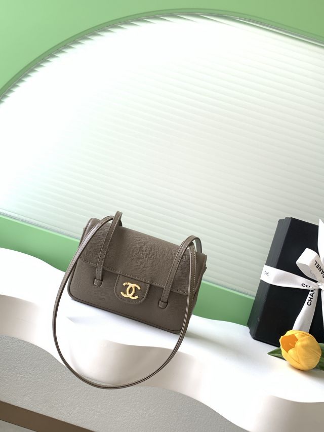CC grained calfskin clutch AP5068 grey