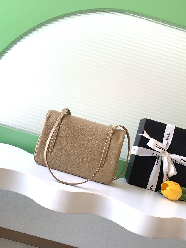 CC grained calfskin small flap bag AS6130 apricot