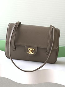 CC grained calfskin small flap bag AS6130 grey