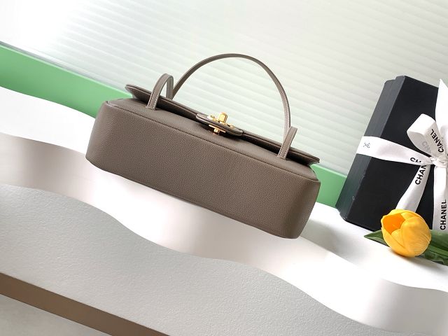 CC grained calfskin small flap bag AS6130 grey