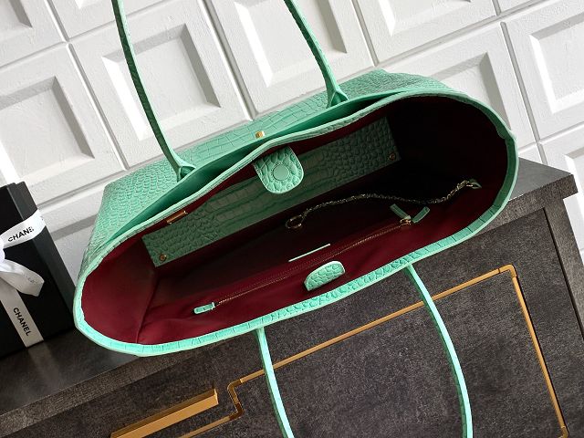 CC original crocodile calfskin medium tote bag AS6239 green