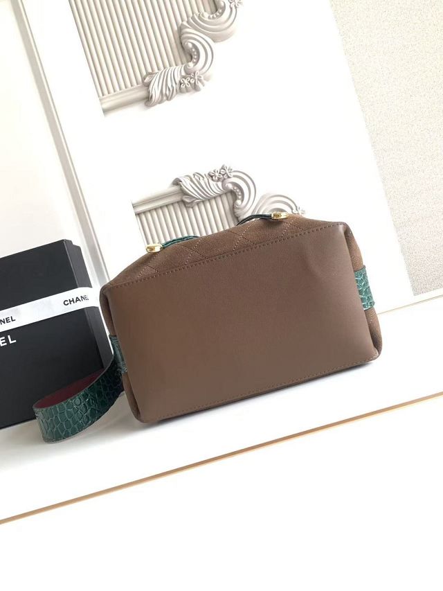 CC suede calfskin small bucket bag AS6584 brown