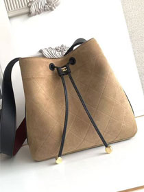 CC suede calfskin small bucket bag AS6584 dark beige