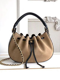 CC suede calfskin small hobo bag AS6617 beige