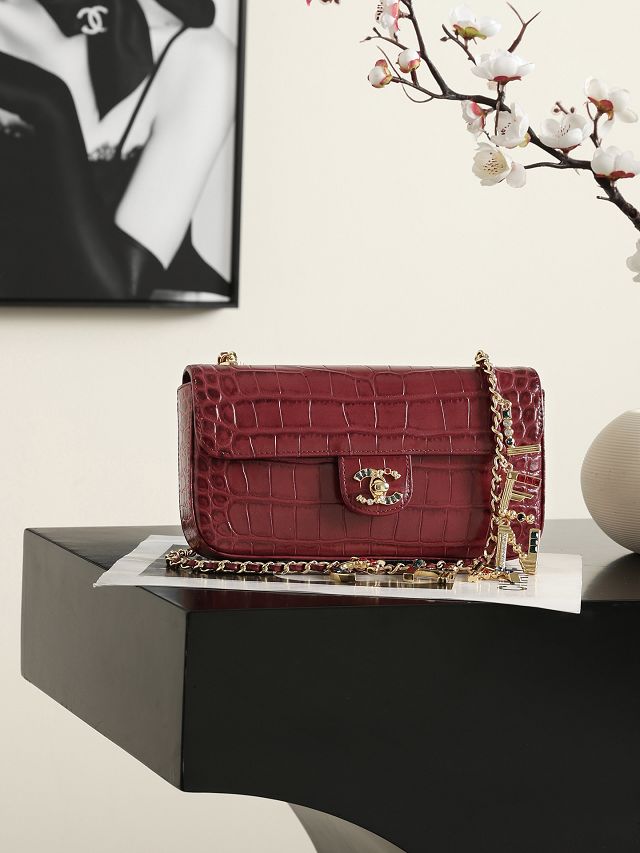 CC crocodile calfskin small flap bag AS6340