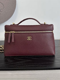 CC grained calfskin large vanity with chain AP5347 bordeaux