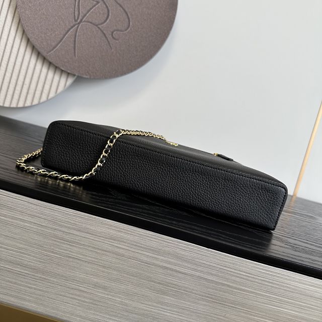 CC grained calfskin top handle flap bag AS6473 black