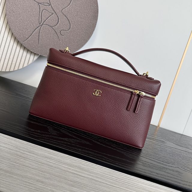CC grained calfskin top handle flap bag AS6473 bordeaux