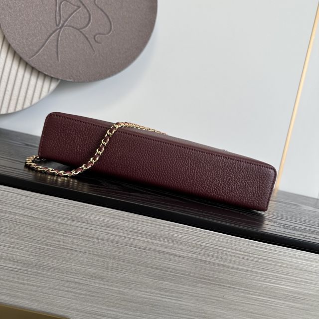 CC grained calfskin top handle flap bag AS6473 bordeaux