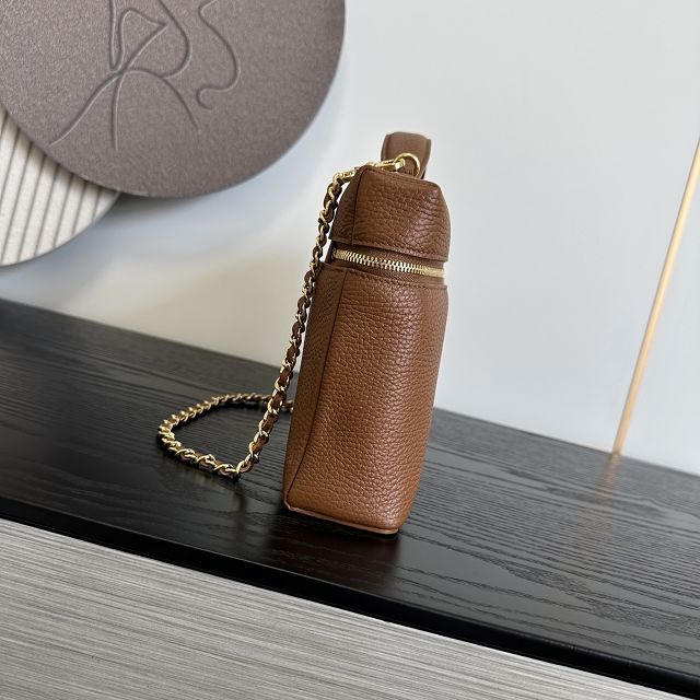 CC grained calfskin top handle flap bag AS6473 brown