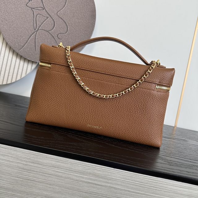 CC grained calfskin top handle flap bag AS6473 brown
