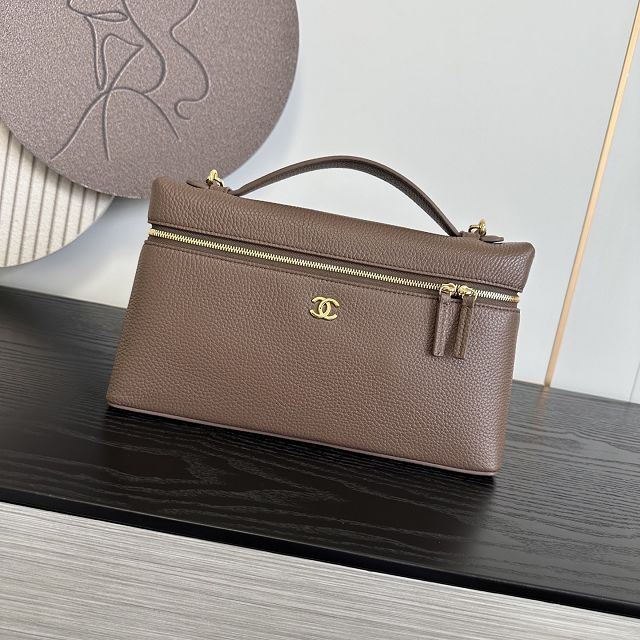 CC grained calfskin top handle flap bag AS6473 grey