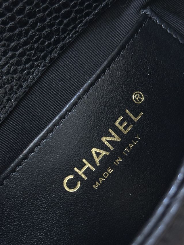 CC original grained calfskin clutch with chain AP5981 black