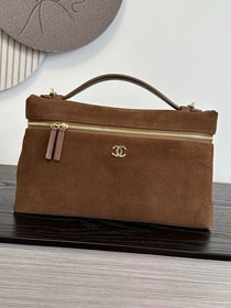 CC suede calfskin top handle flap bag AS6473 brown