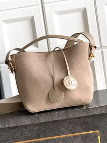 CC suede calfskin bucket bag AS6268 beige
