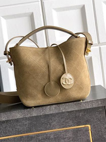 CC suede calfskin bucket bag AS6268 brown