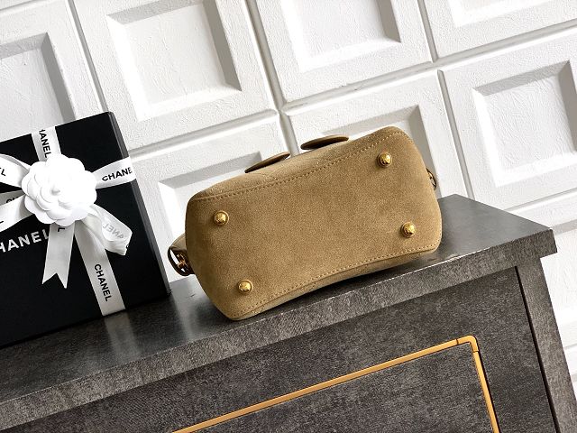 CC suede calfskin bucket bag AS6268 brown