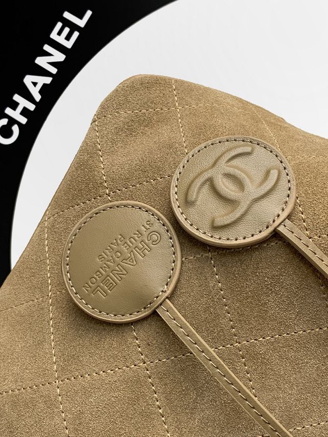 CC suede calfskin bucket bag AS6268 brown