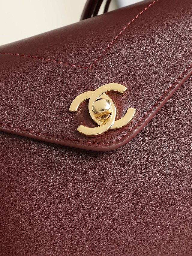 CC calfskin small flap bag AS6223 bordeaux