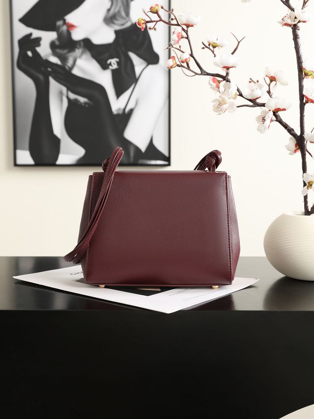 CC calfskin small flap bag AS6223 bordeaux