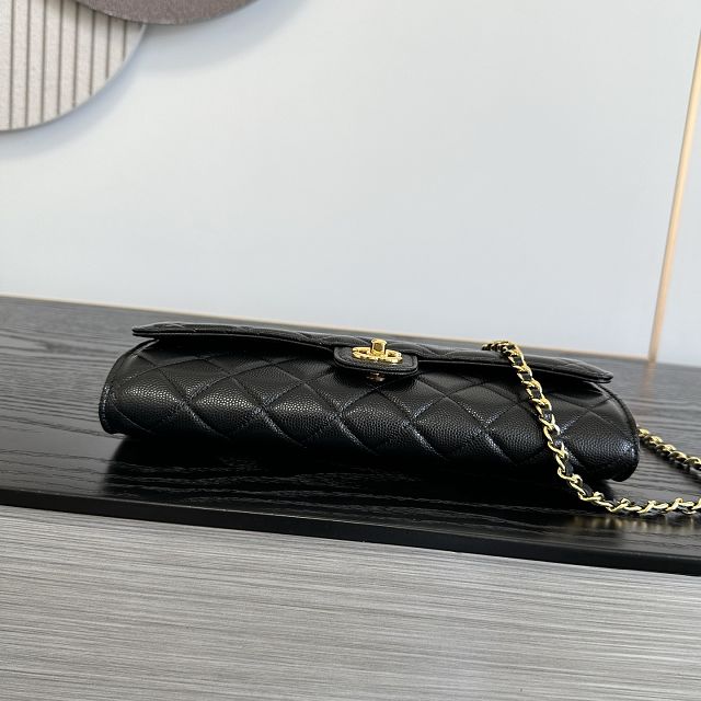 CC grained calfskin clutch with chain vanity with chain AP5346 black