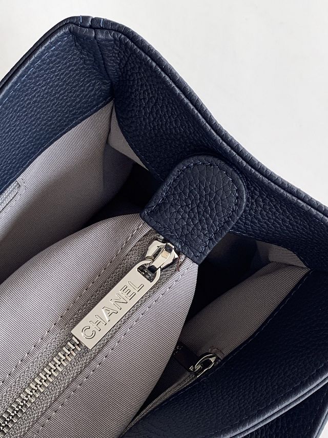 CC grained calfskin small tote bag AS2156 dark blue