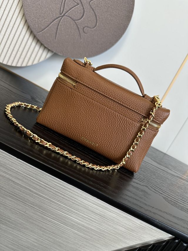 CC grained calfskin small vanity with chain AP5346 brown