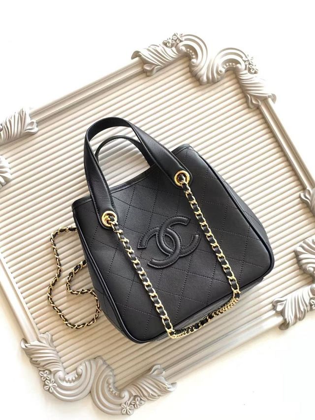 CC calfskin mini shopping bag AS6199 black