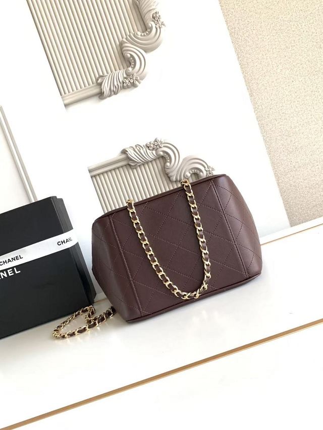 CC calfskin mini shopping bag AS6199 dark brown