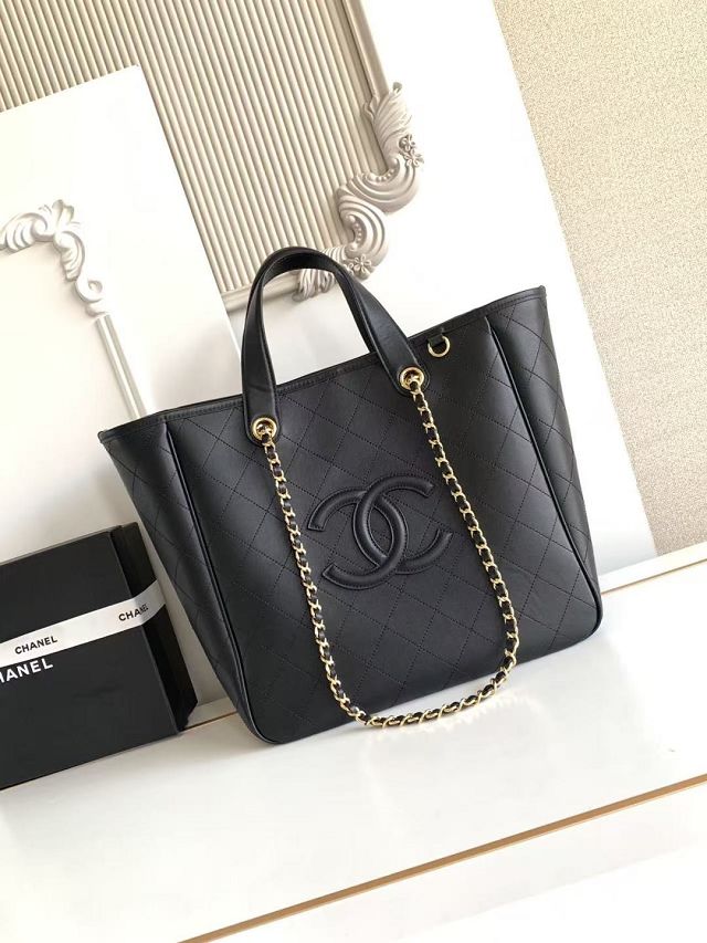 CC calfskin small shopping bag AS6200 black