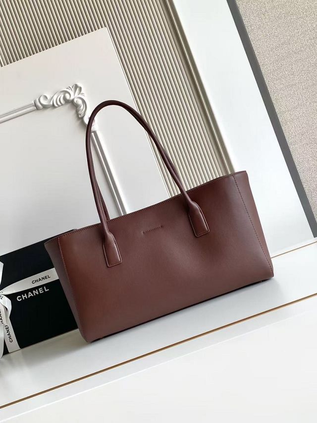 CC calfskin small tote bag AS6243 dark brown