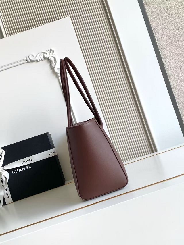 CC calfskin small tote bag AS6243 dark brown