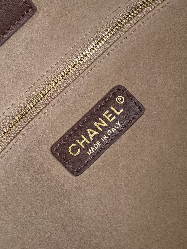 CC calfskin small tote bag AS6243 dark brown