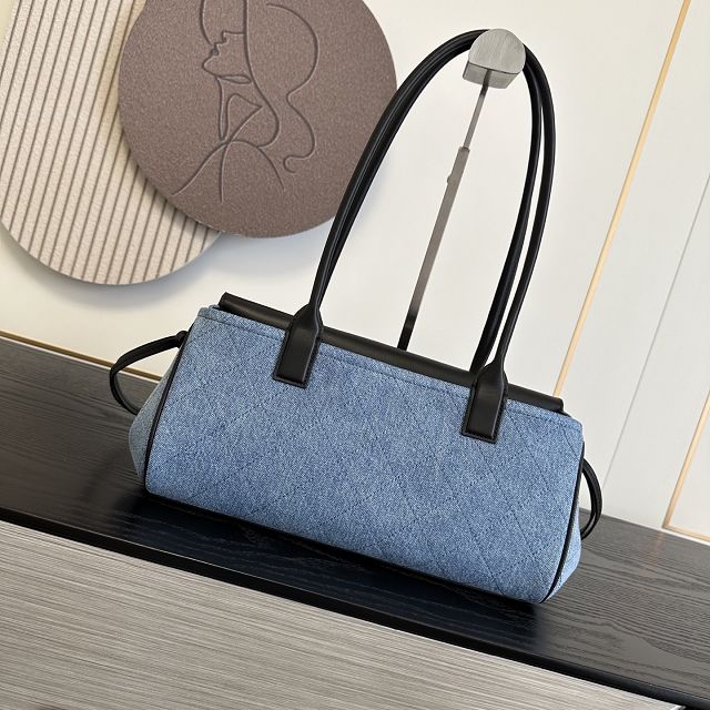 CC denim&calfskin small shopping bag AS6288 blue