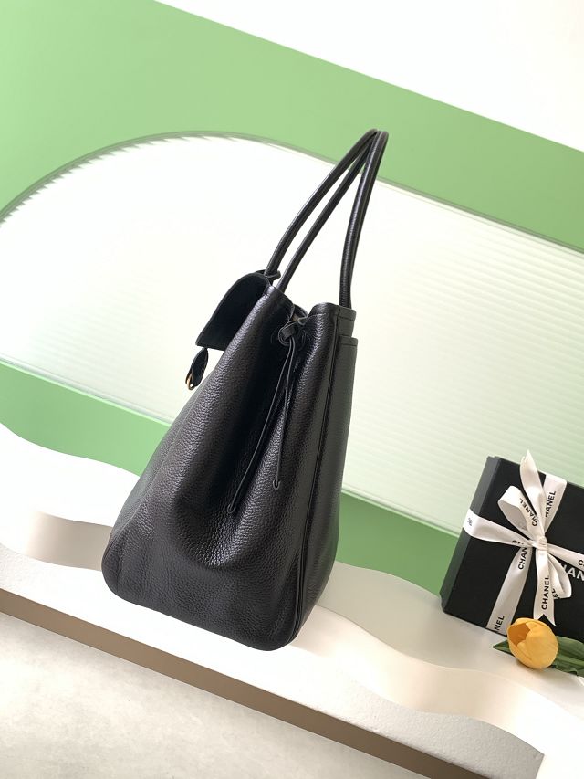 CC grained calfskin large shopping bag AS6289 black