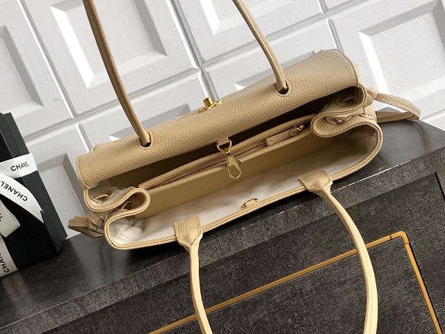 CC grained calfskin small shopping bag AS6288 beige