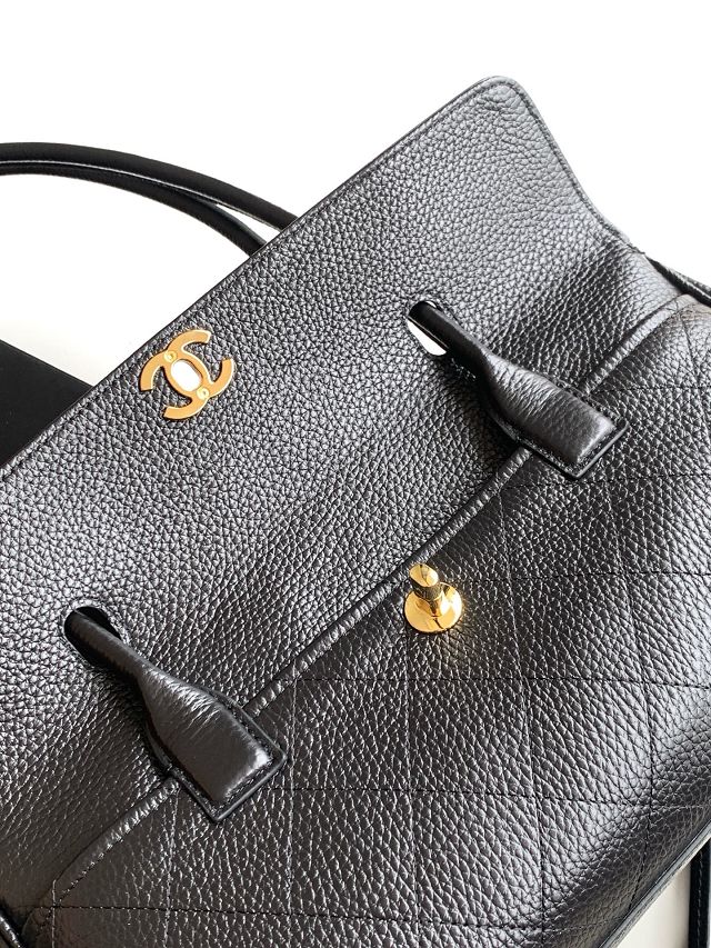 CC grained calfskin small shopping bag AS6288 black