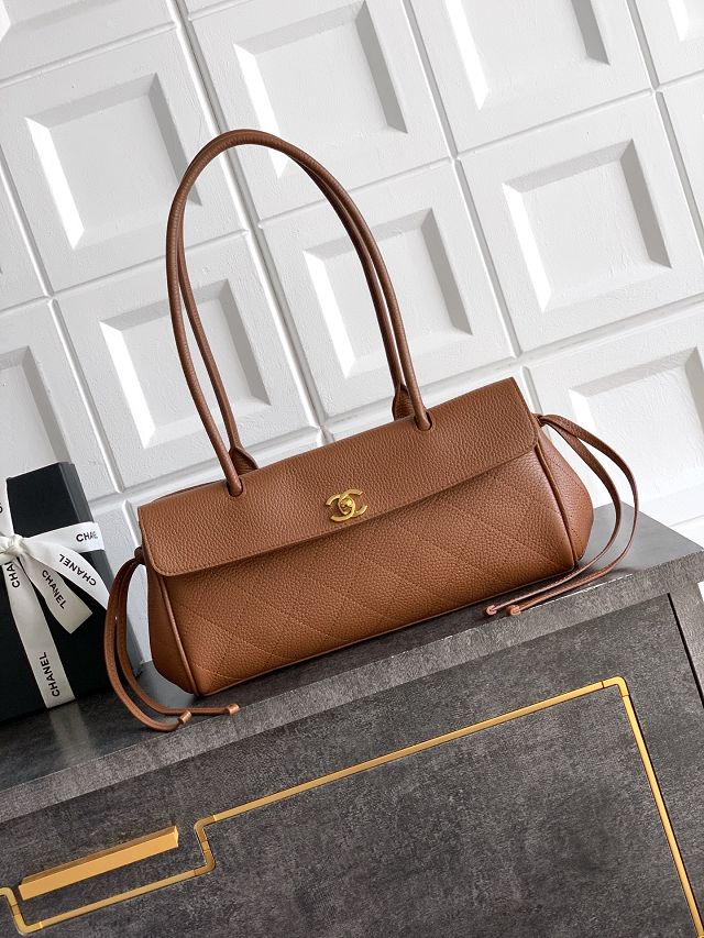 CC grained calfskin small shopping bag AS6288 brown