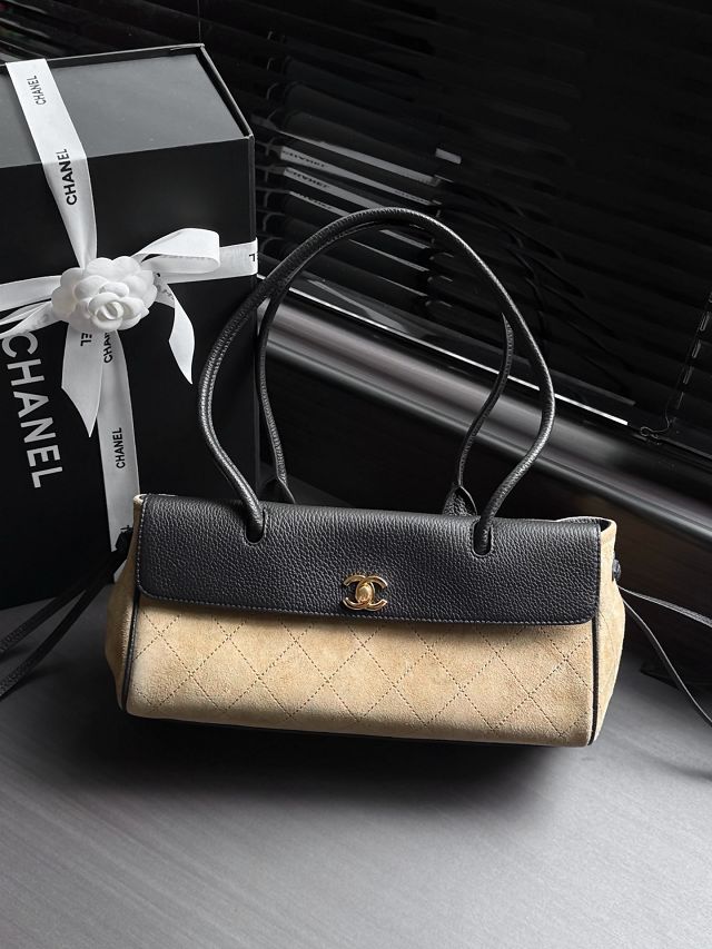 CC suede calfskin small shopping bag AS6288 black