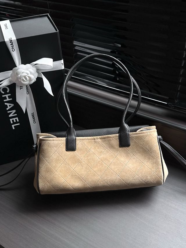 CC suede calfskin small shopping bag AS6288 black