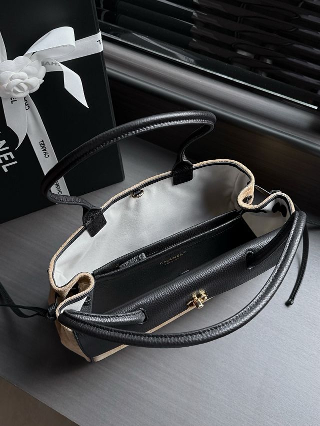 CC suede calfskin small shopping bag AS6288 black