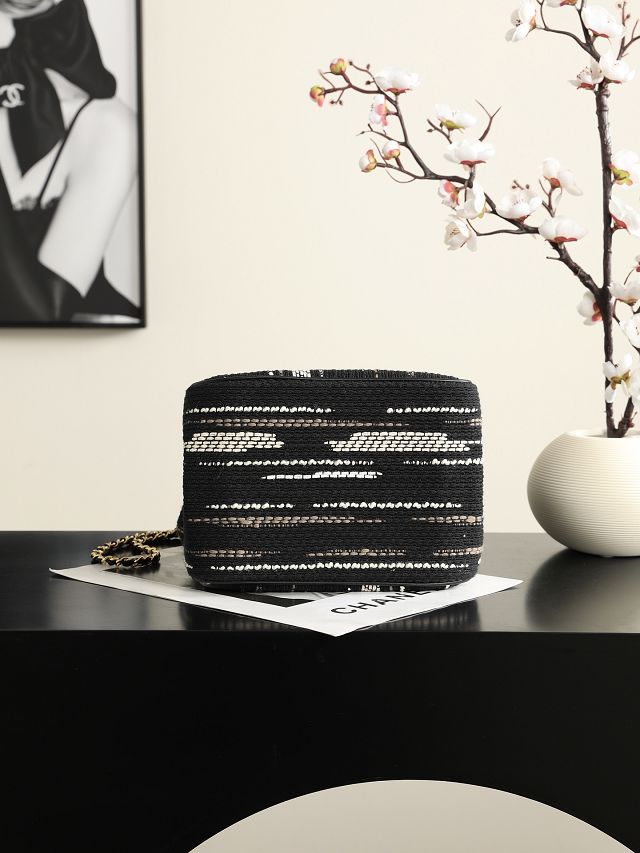 CC tweed mini shopping bag AS6199 black